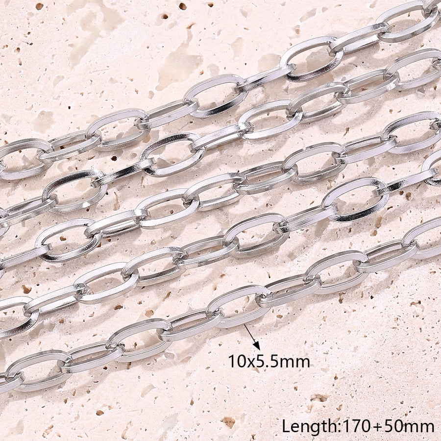 10 Strands/Package 5 Strands/Package 304 Stainless Steel Cuban Link Chain Curb Chain cable chain Belcher Chain Polished Length: 170 50mm Length: 220mm Length:230+50mm Jewelry Accessories
