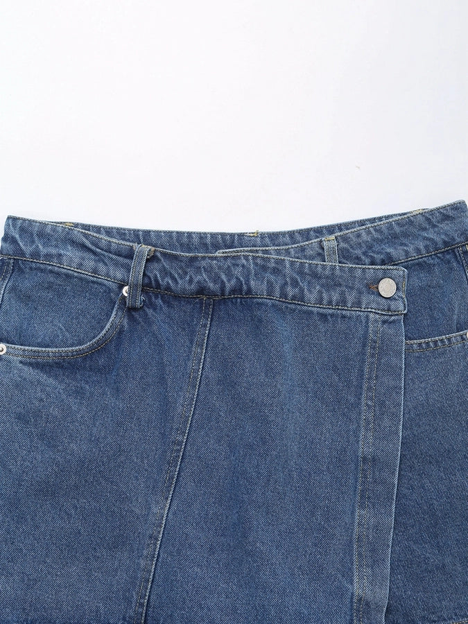 Daily Women's Simple Style Classic Style Solid Color Denim Pocket Skirt Sets Skirt Sets
