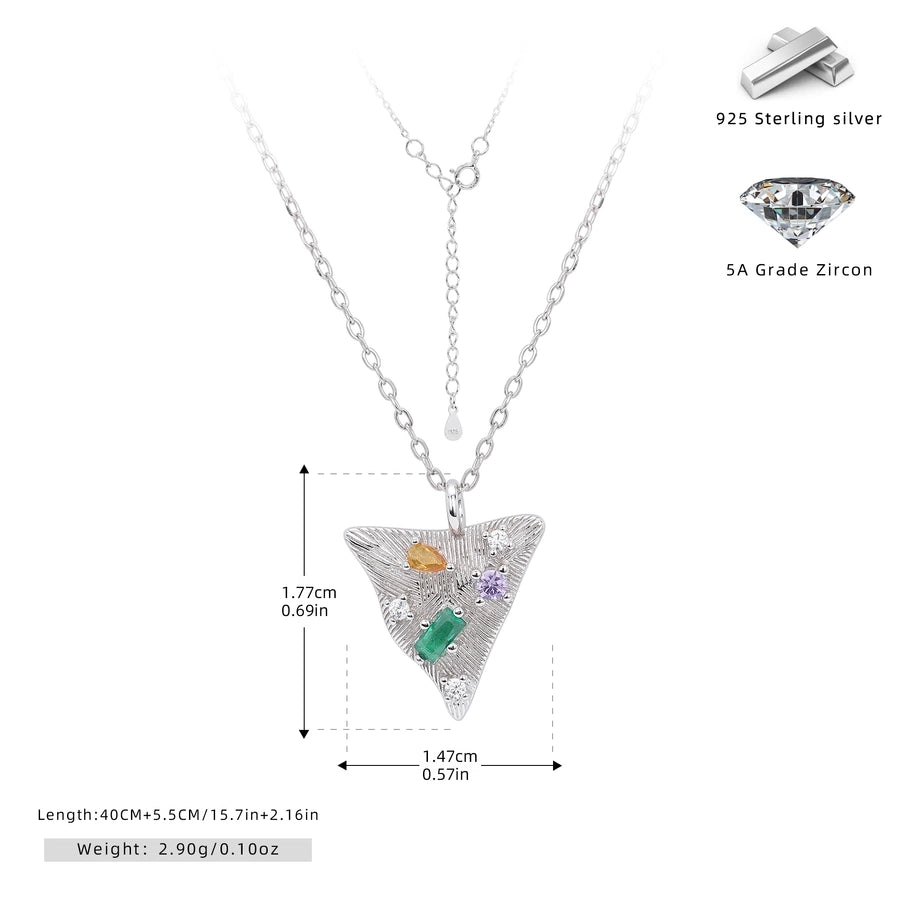 925 Sterling Silver Rack Plated Plated Long-Lasting Plated Zircon cable chain Inlay Triangle Pendant Necklace