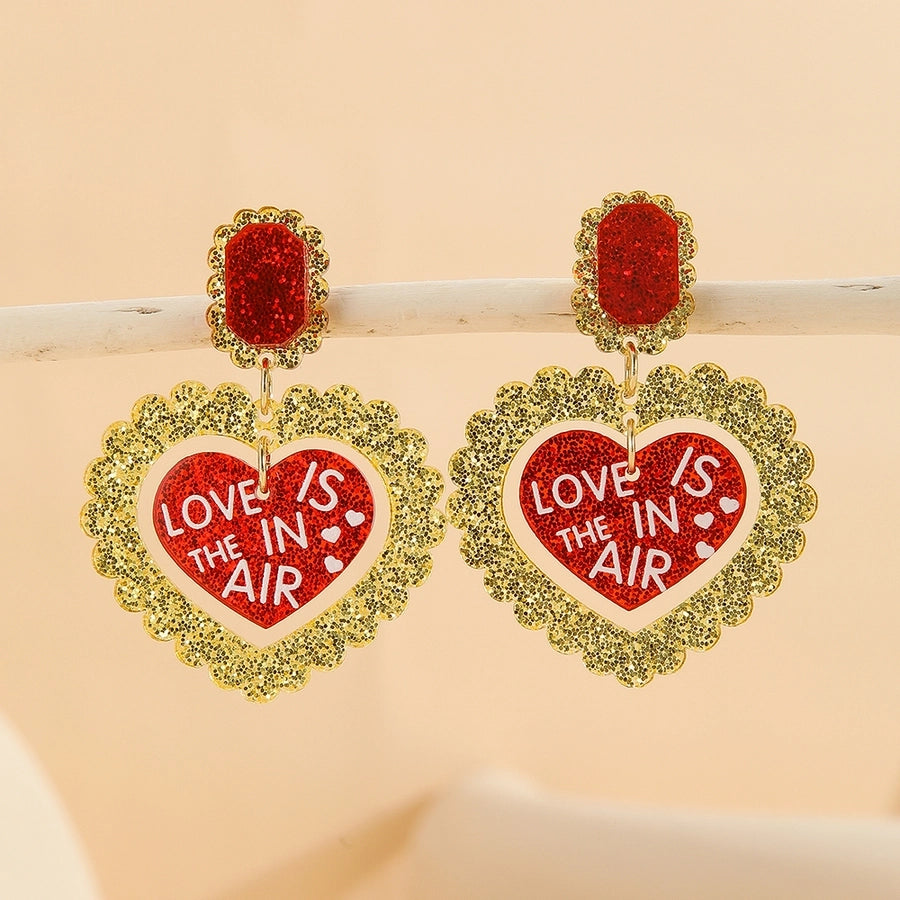1 Pair Cute Exaggerated Double Heart Heart Shape Handmade Arylic Drop Earrings