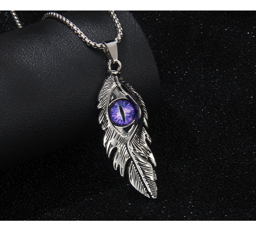 Hip-Hop Devil's Eye Feather 201 Stainless Steel Alloy Unisex Pendant Necklace