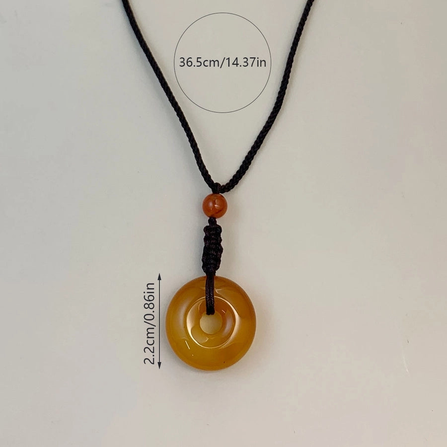 Simple Style Round Jade rope Woven Chain Pendant Necklaces