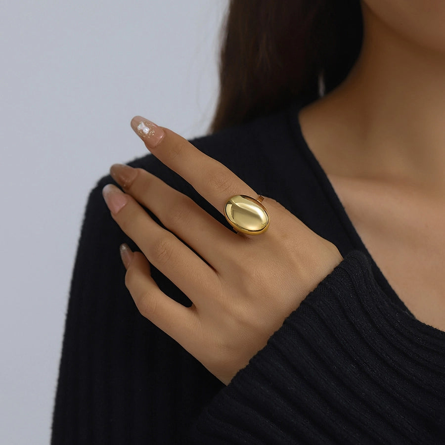 Jewelry Classical Exaggerated Simple Style Devil's Eye Oval Watermelon 316L Stainless Steel  Resin Adjustable Ring