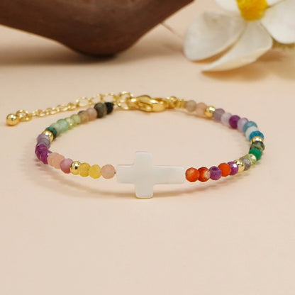Bohemian Cross 304 Stainless Steel natural stone Shell Beaded Chain String Bracelets