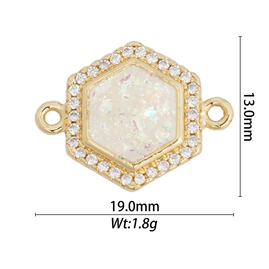 1 Piece Copper Zircon Hexagon Bear Planet Pendant