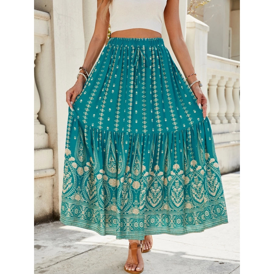Summer Vacation Printing Polyester Maxi Long Dress Skirts