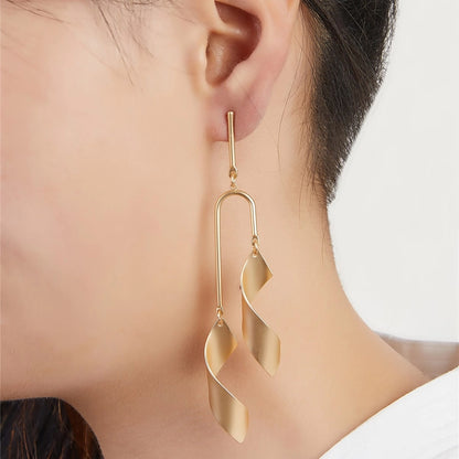 1 Pair Elegant Exaggerated Spiral Alloy Drop Earrings