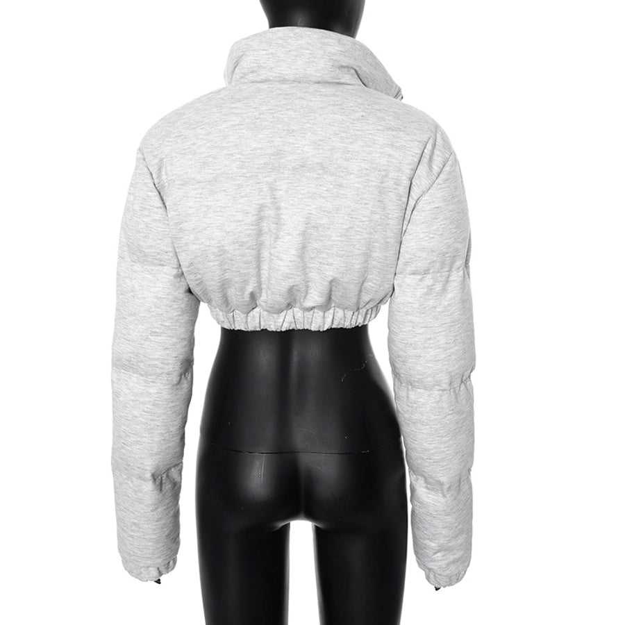 Women's Streetwear Solid Color Zipper Coat cotton clothes