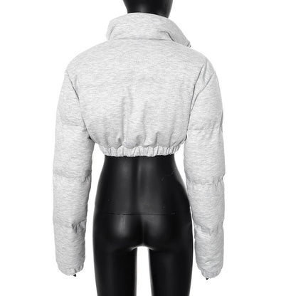 Women's Streetwear Solid Color Zipper Coat cotton clothes