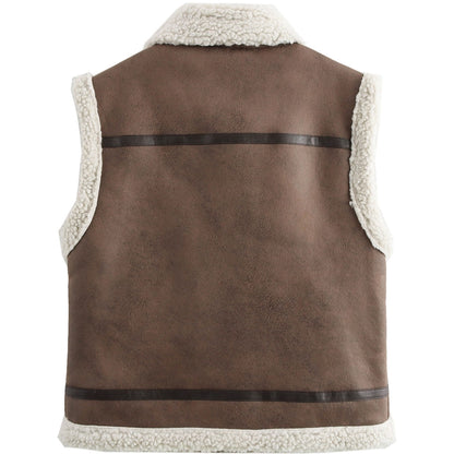 Women's Vacation Simple Style Solid Color Zipper Vest Casual Jacket