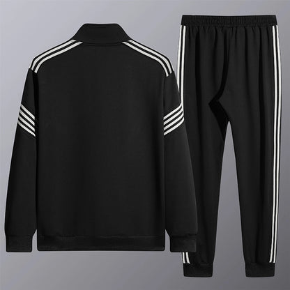 Men's Stripe Casual Standing Collar Turndown Long Sleeve Loose Men's Outwear