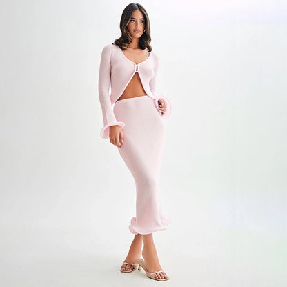 Daily Women's Streetwear Solid Color Spandex Polyester Skirt Sets Skirt Sets