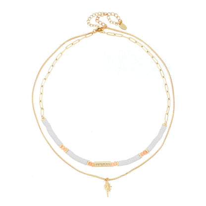 Casual Luxurious Irregular 304 Stainless Steel Shell Copper Paperclip Chain snake chain Layered Necklaces