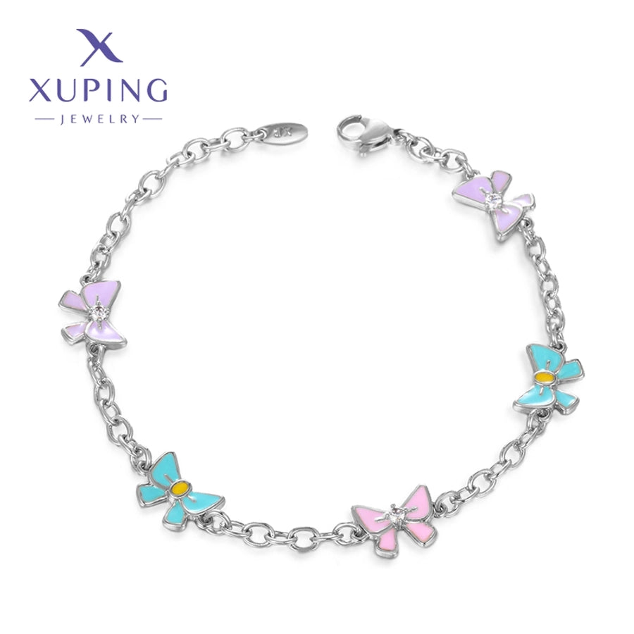 Jewelry Cute Sweet Bow Knot Copper Platinum Plated Enamel Plating Bracelets