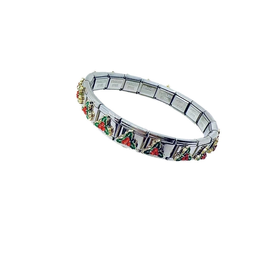 Simple Style Christmas Hat Santa Claus Christmas Socks 304 Stainless Steel Zircon Bracelets In Bulk Stainless Steel Bracelets