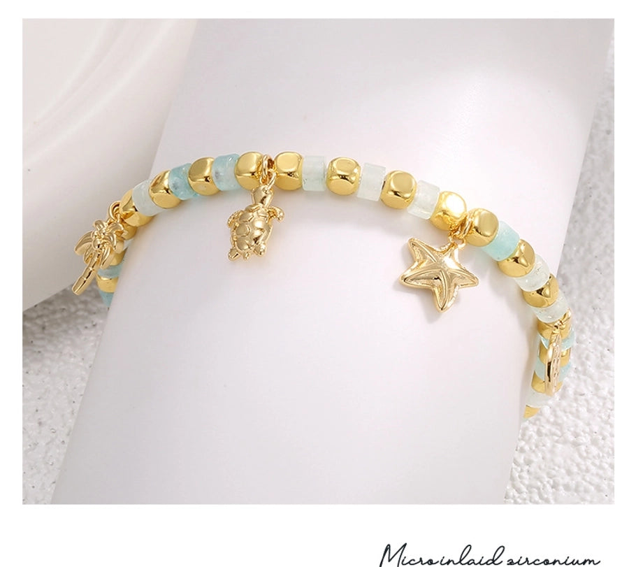 Jewelry Simple Style Tortoise Coconut Tree Starfish Copper Beaded Bracelets