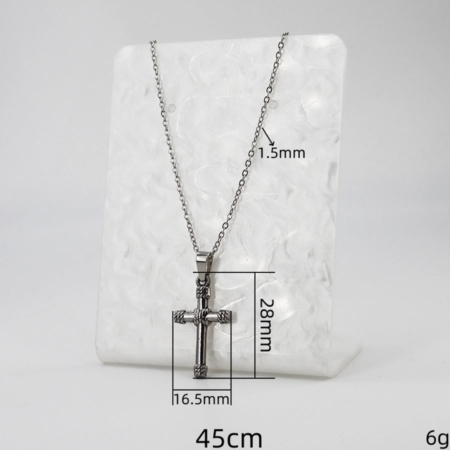 Jewelry Casual Vintage Style Cross 304 Stainless Steel Handmade Pendant Necklace