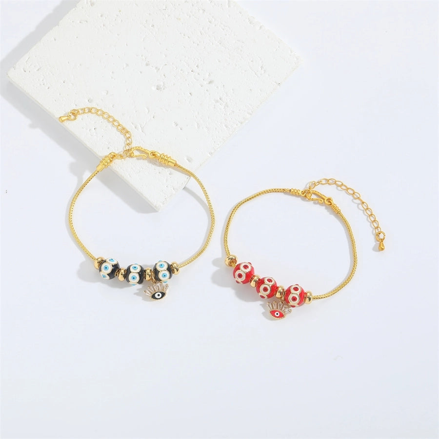 Jewelry Elegant Simple Style Commute Devil's Eye Copper Copper 14K Gold Plated Bracelets