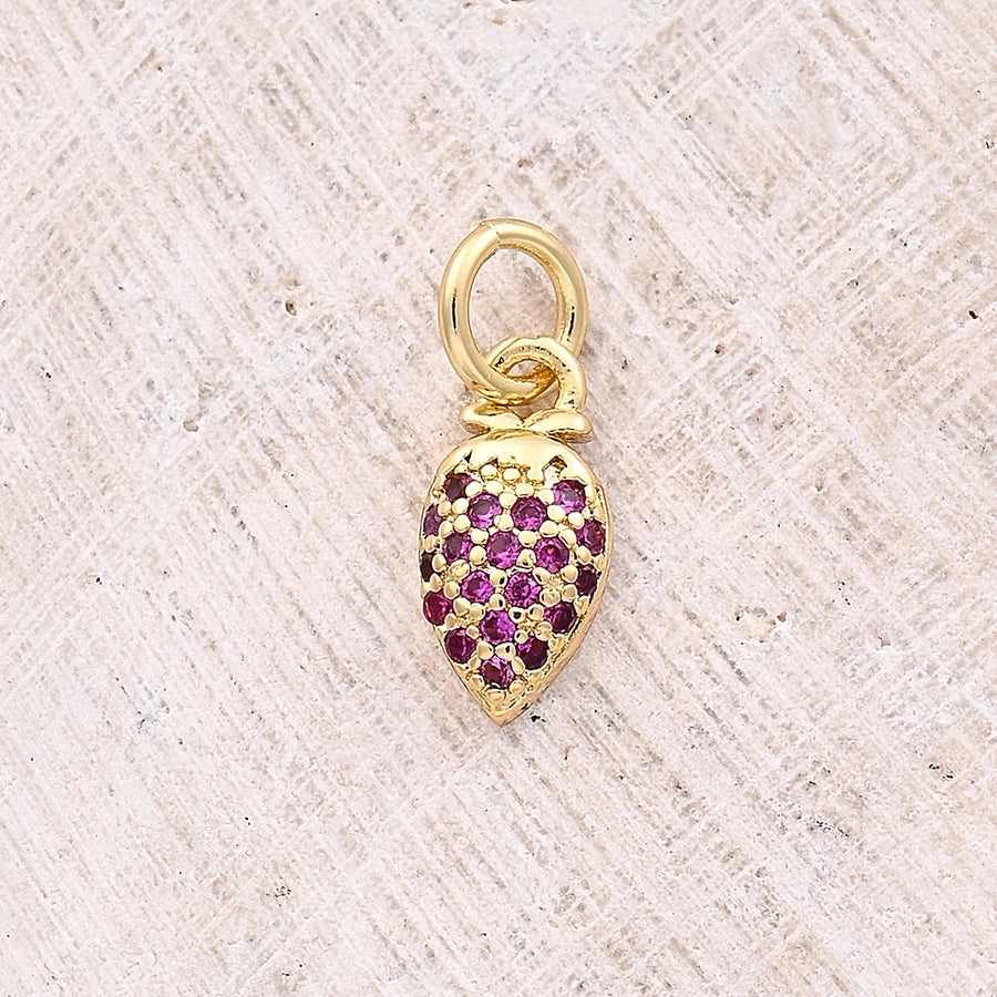 1 Pc/Package 11.5x10mm 12x9mm 13.5x11.5mm Hole 3~3.9mm Copper Zircon 18K Gold Plated Cherry Apple Strawberry Polished Pendant Jewelry Accessories