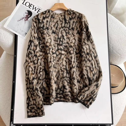 Women's Coat Long Sleeve Sweaters & Cardigans Elegant Leopard