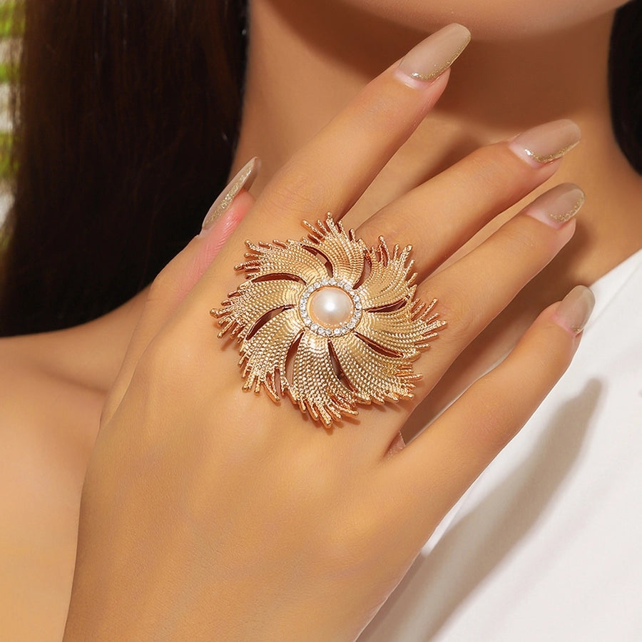 Elegant Classic Style Flower Alloy Women's Adjustable Ring Rings