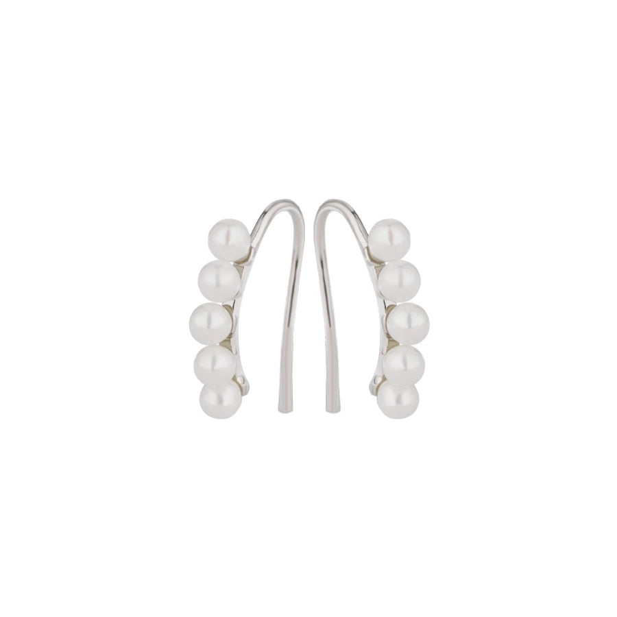 1 Pair 925 Sterling Silver Artificial Pearls 925 Sterling Silver Earrings Geometric Ear Studs