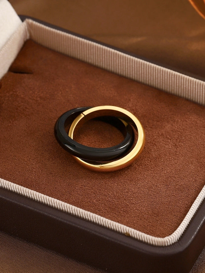 Jewelry Classical Exaggerated Simple Style Devil's Eye Oval Watermelon 316L Stainless Steel  Resin Adjustable Ring