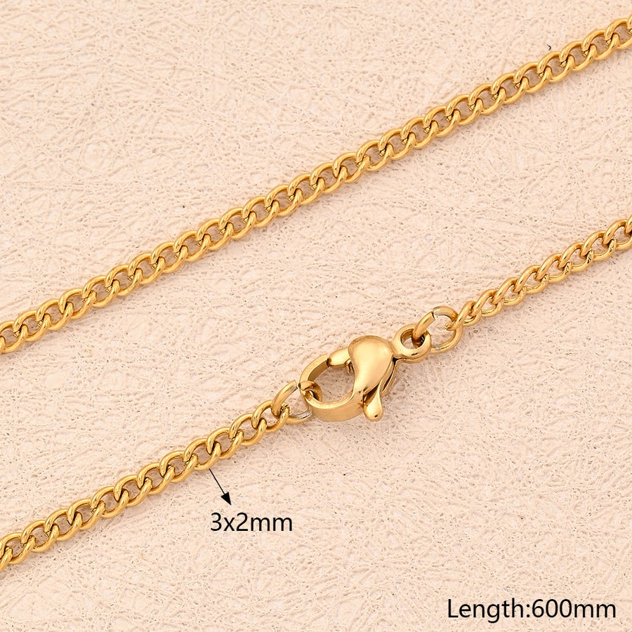 5 Strands/Package 304 Stainless Steel 18K Gold Plated Rose Gold Plated Cuban Link Chain Curb Chain Polished 450mm 500mm 600mm Jewelry Accessories