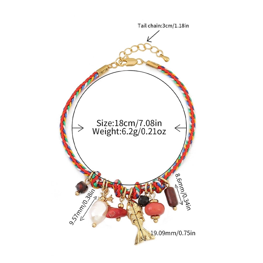 IG Style Simple Style Irregular Water Droplets Fish Zircon 304 Stainless Steel rope Lapis Lazuli Woven Chain String Bracelets