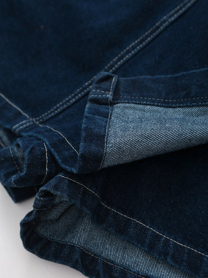 Daily Women's Simple Style Classic Style Solid Color Denim Pocket Skirt Sets Skirt Sets