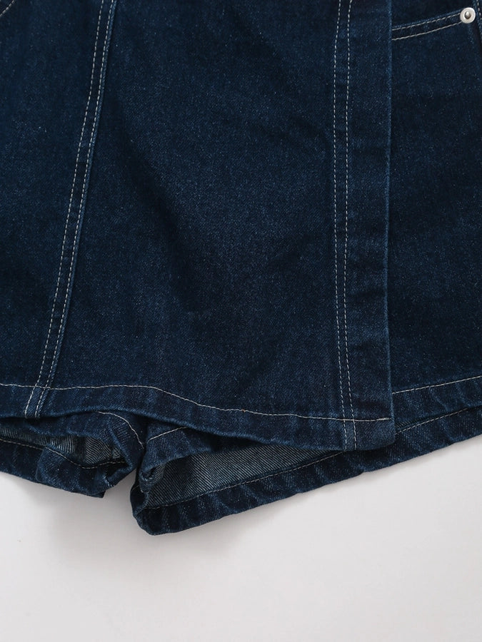 Daily Women's Simple Style Classic Style Solid Color Denim Pocket Skirt Sets Skirt Sets
