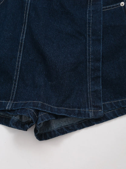 Daily Women's Simple Style Classic Style Solid Color Denim Pocket Skirt Sets Skirt Sets