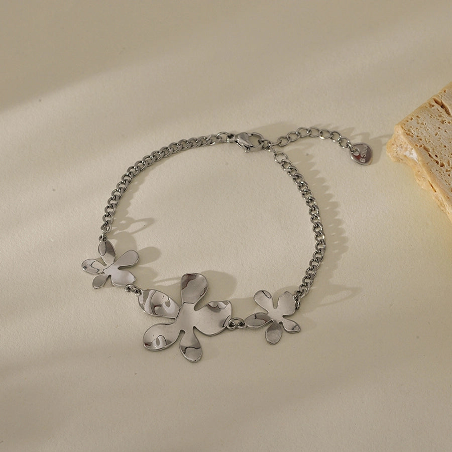 Elegant Luxurious Classic Style Flower 304 Stainless Steel Cuban Link Chain Curb Chain Bracelets In Bulk Stainless Steel Bracelets