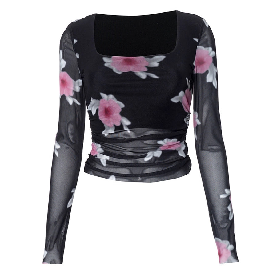 Women's T-shirt Long Sleeve T-Shirts Streetwear Flower