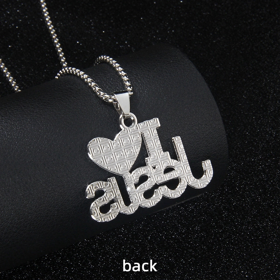 Hip-Hop Letter Heart Shape 201 Stainless Steel Alloy Enamel Unisex Pendant Necklace