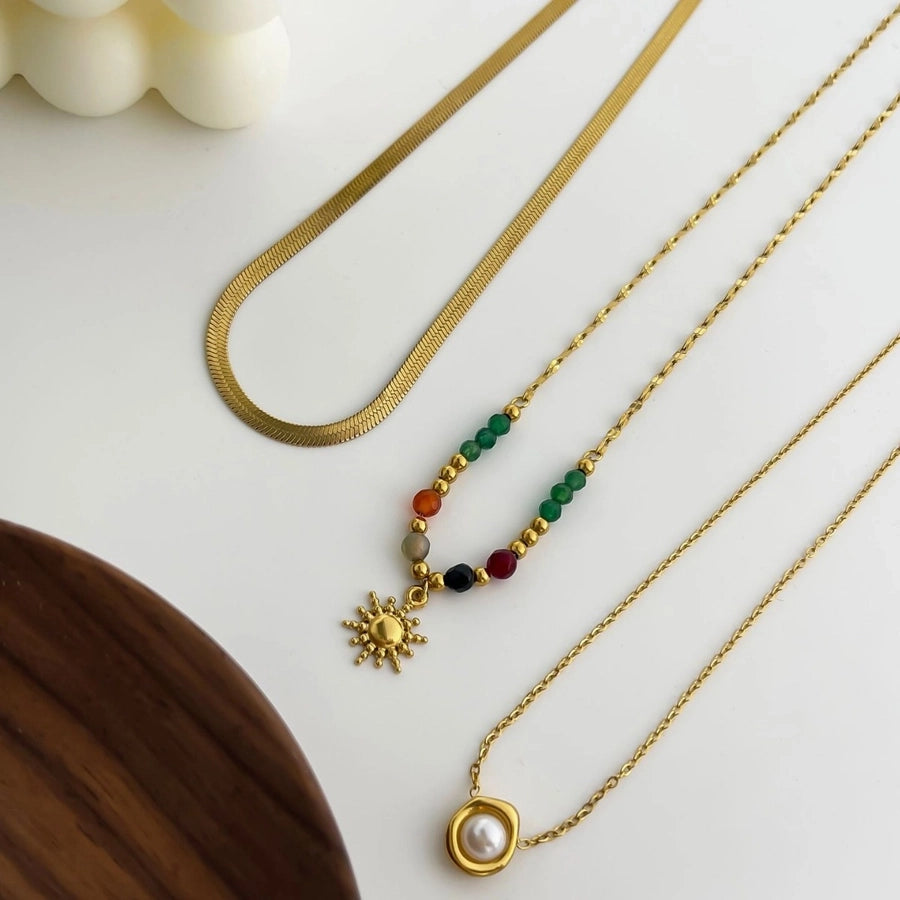 Jewelry Vintage Style Classic Style Geometric 316L Stainless Steel  18K Gold Plated Necklace