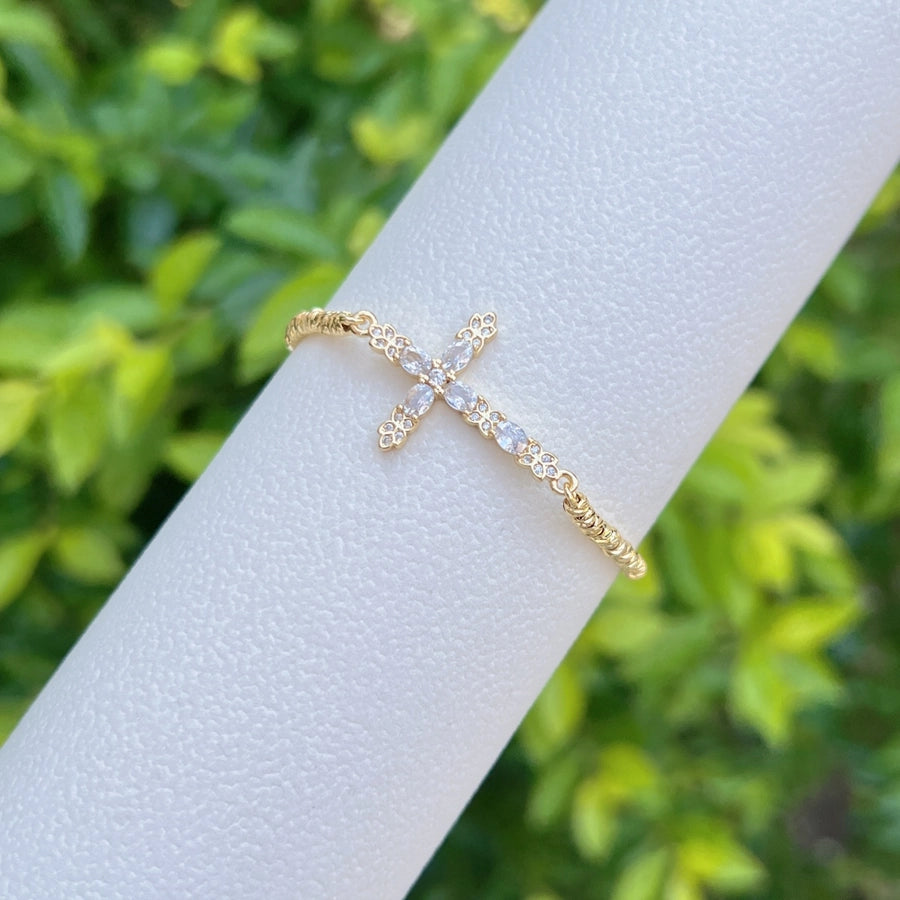 Copper Twisted Rope Chain 18K Gold Plated Plating Inlay Pentagram Cross Butterfly Zircon Bracelets