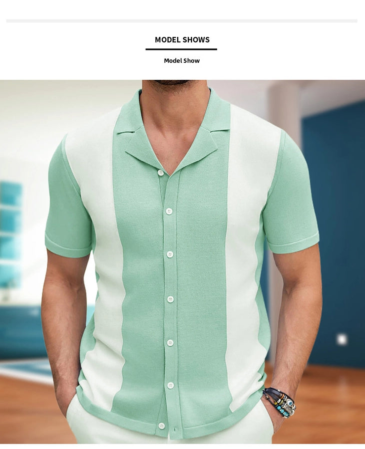 men's cardigan sweater men's sexy shirt lapel business casual woolen  shirt SY0164