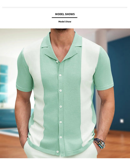 men's cardigan sweater men's sexy shirt lapel business casual woolen  shirt SY0164