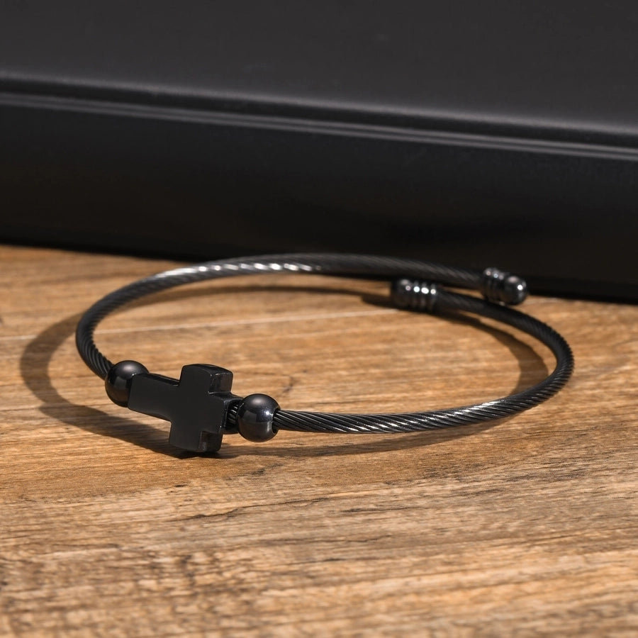 Religion Punk Cross 304 Stainless Steel 18K Gold Plated  Bangle In Bulk