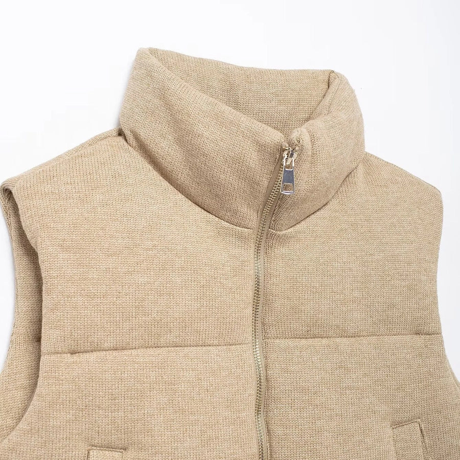 Women's Casual Solid Color Zipper Vest