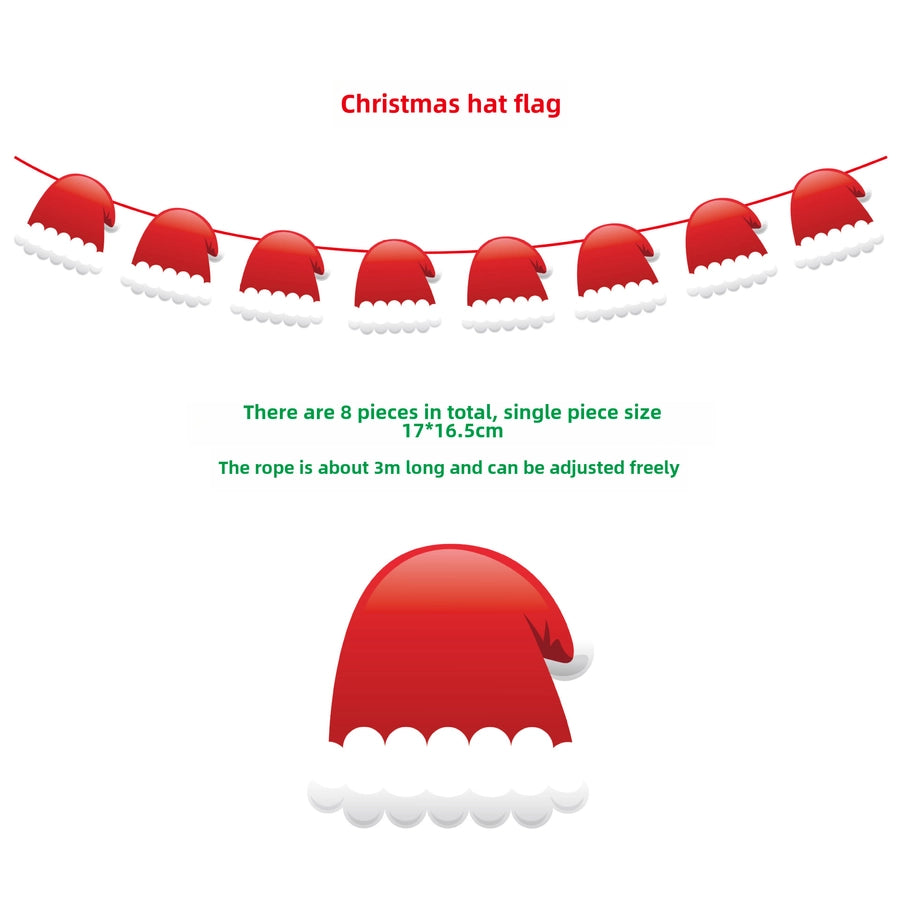 Christmas Paper Flag Christmas Window Hotel Scene Decoration Flag  Santa Claus Flag