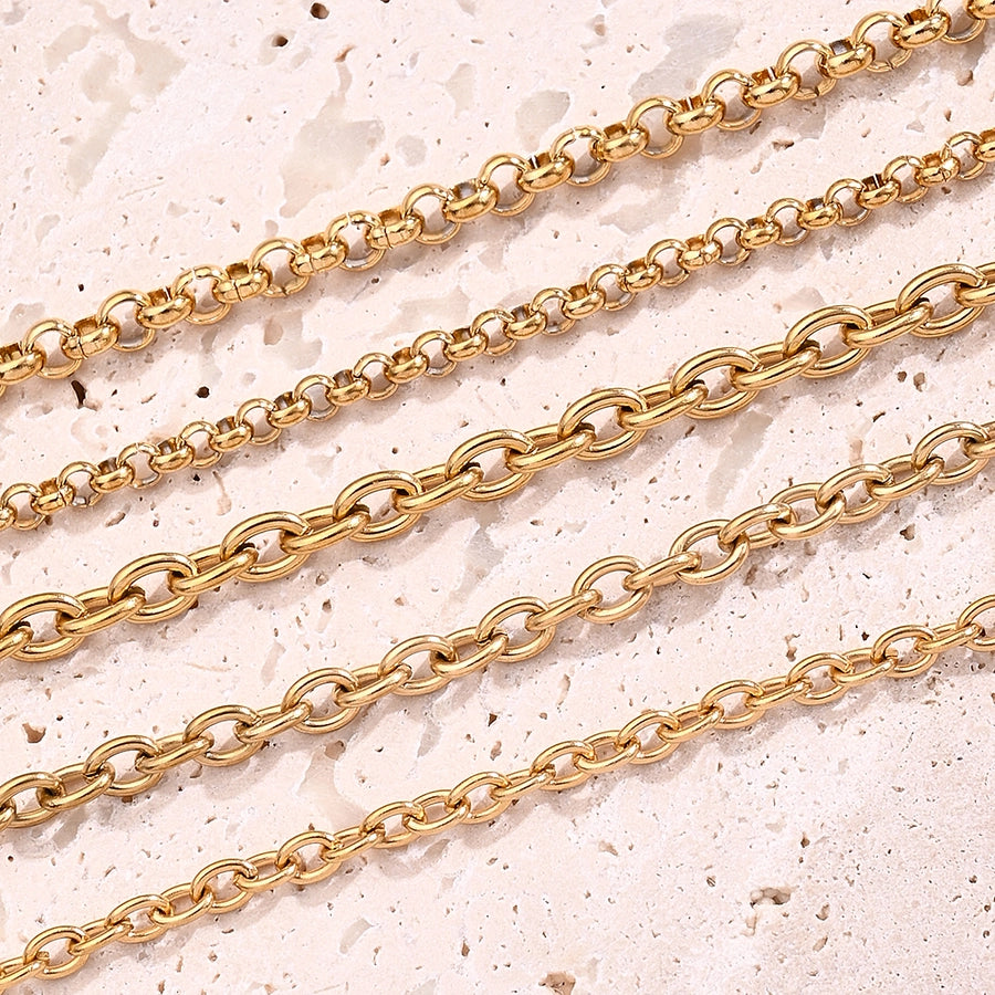 10 Strands/Package 304 Stainless Steel 18K Gold Plated cable chain Belcher Chain Polished Length: 170 50mm Length: 200mm Jewelry Accessories