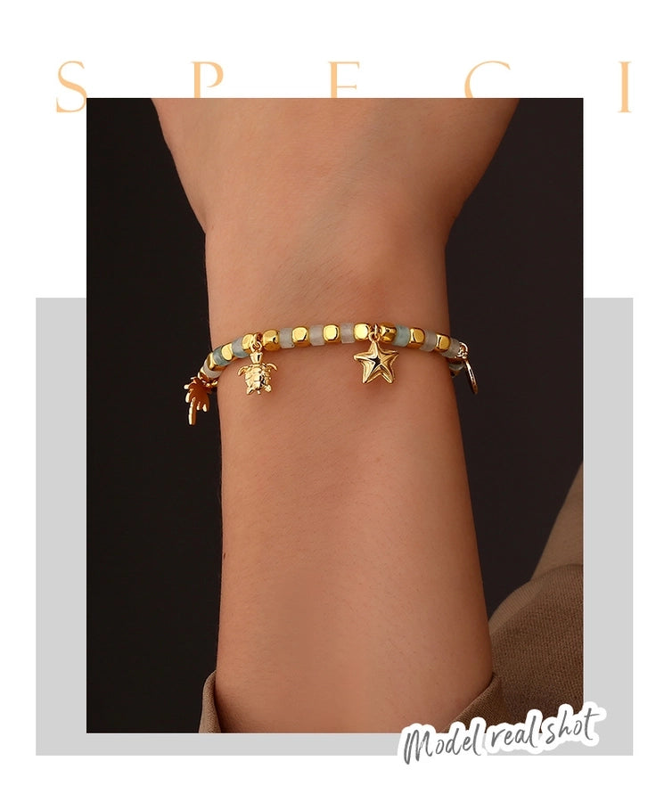 Jewelry Simple Style Tortoise Coconut Tree Starfish Copper Beaded Bracelets