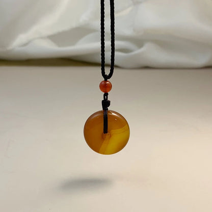 Simple Style Round Jade rope Woven Chain Pendant Necklaces