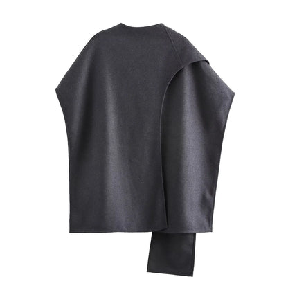 Women's Elegant Solid Color Asymmetrical Coat