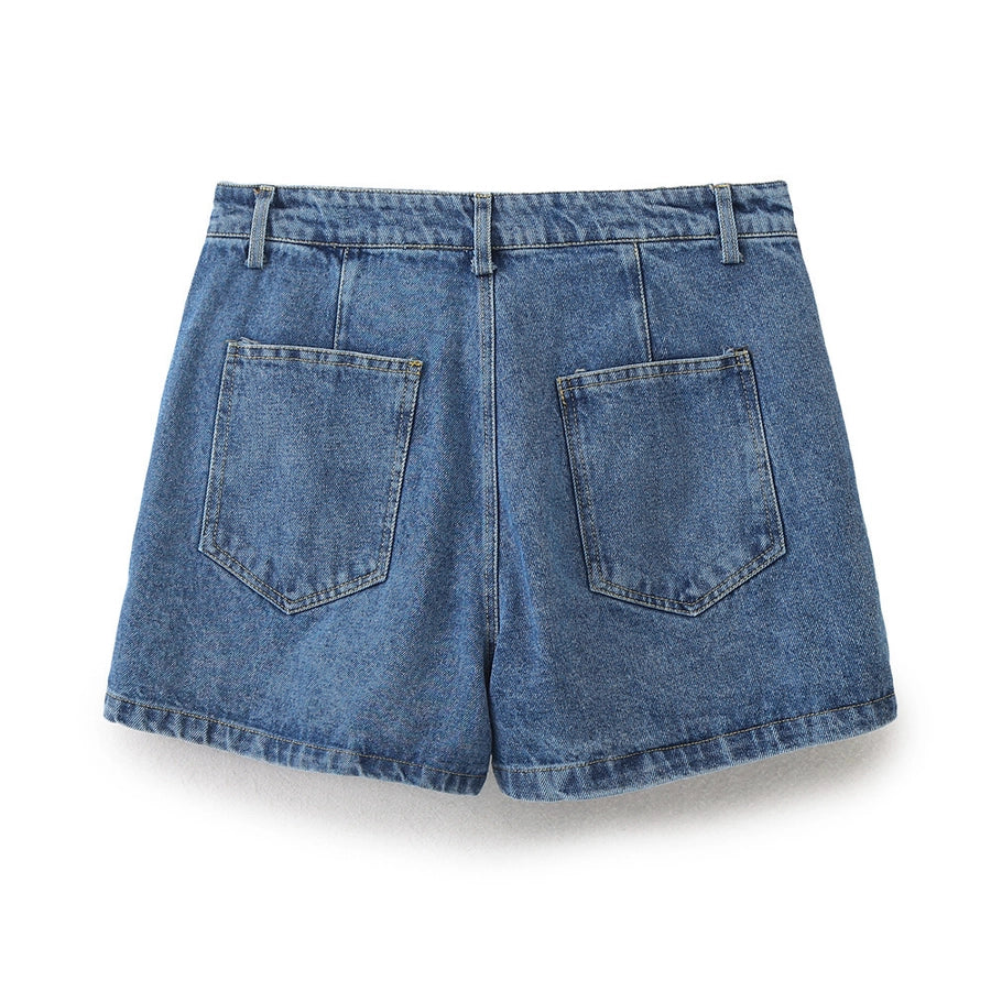 Daily Women's Simple Style Classic Style Solid Color Denim Pocket Skirt Sets Skirt Sets