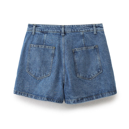 Daily Women's Simple Style Classic Style Solid Color Denim Pocket Skirt Sets Skirt Sets