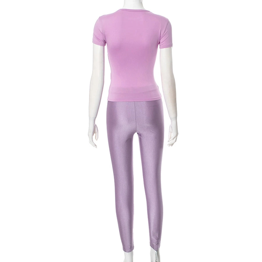 Daily Women's Streetwear Solid Color Spandex Polyester Pants Sets Pants Sets