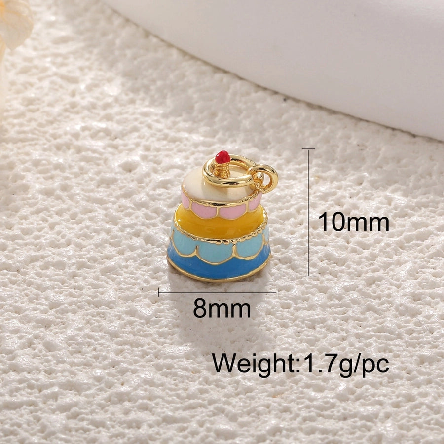 1 Piece 14mm-20mm Copper 18K Gold Plated Ice Cream Donuts Crown Pendant Jewelry Accessories